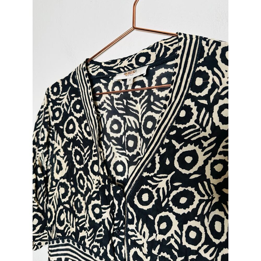 SEA NEW YORK Black White Ink-Dot Bloom Front Button Midi Dress Size 4 - Picture 8 of 13